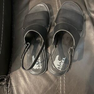 Sorel Slingback Sandals Black Women's 7 shoes adjustable ankle strap flats
